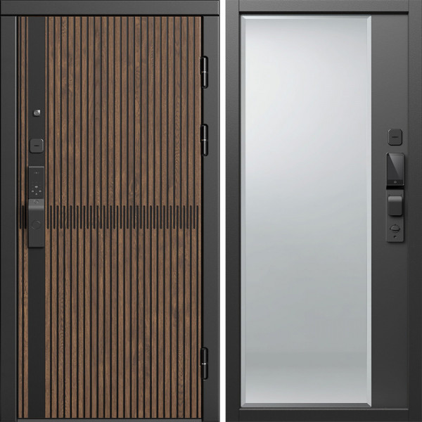 Входная дверь Termo-Door Смарт Граунд Дуб - Зеркало Фацет Черный кварц