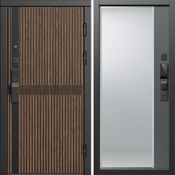 Входная дверь Termo-Door Смарт Граунд Дуб - Зеркало Фацет Grey софт
