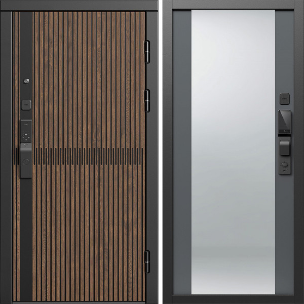 Входная дверь Termo-Door Смарт Граунд Дуб - Зеркало Grey Софт