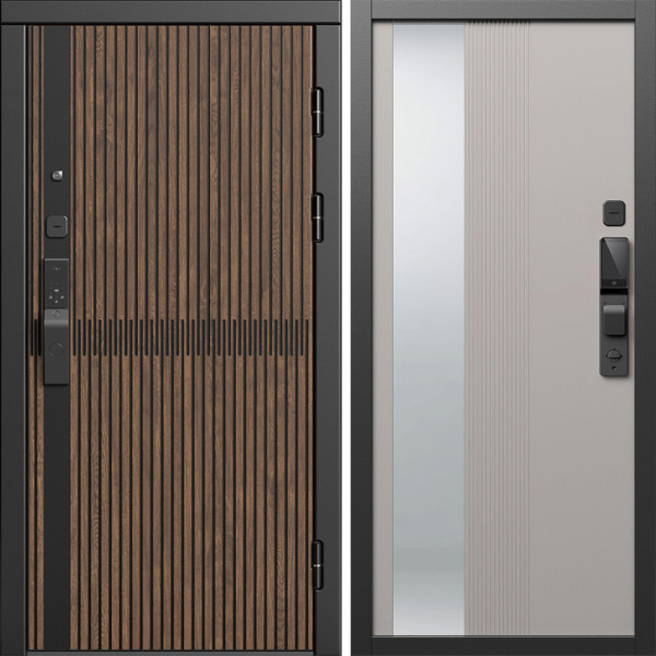 Входная дверь Termo-Door Смарт Граунд Дуб - Зеркало Люмис Капучино