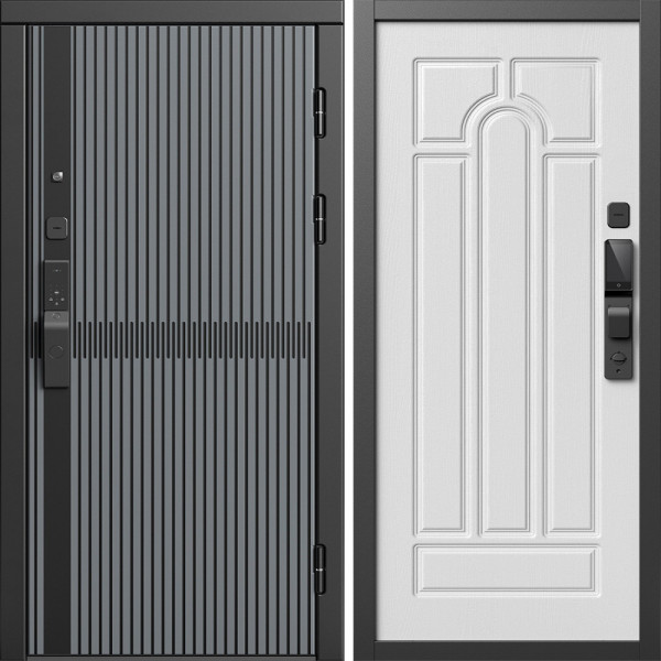Входная дверь Termo-Door Смарт Граунд Серая Патина - Арка белое дерево