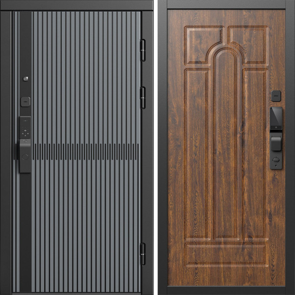 Входная дверь Termo-Door Смарт Граунд Серая Патина - Арка дуб