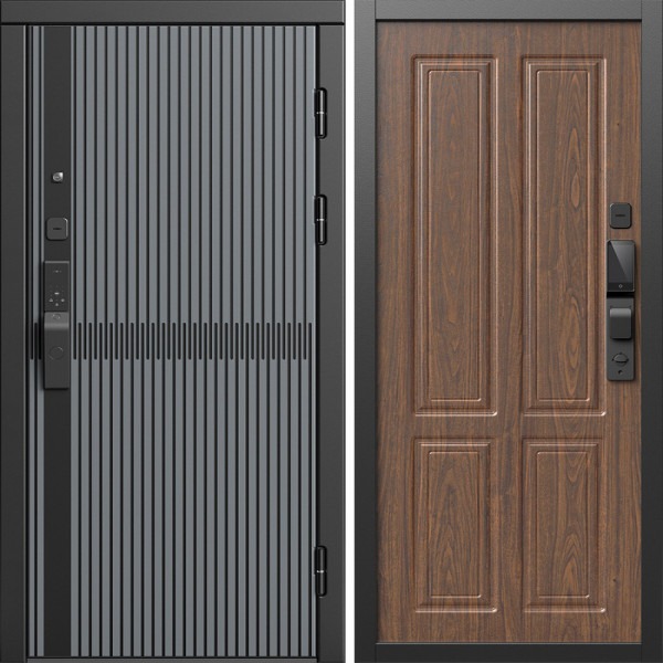 Входная дверь Termo-Door Смарт Граунд Серая Патина - Без серии Орех стандарт