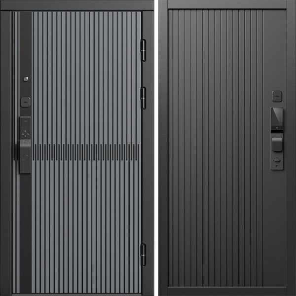 Входная дверь Termo-Door Смарт Граунд Серая Патина - Флэт Черный кварц
