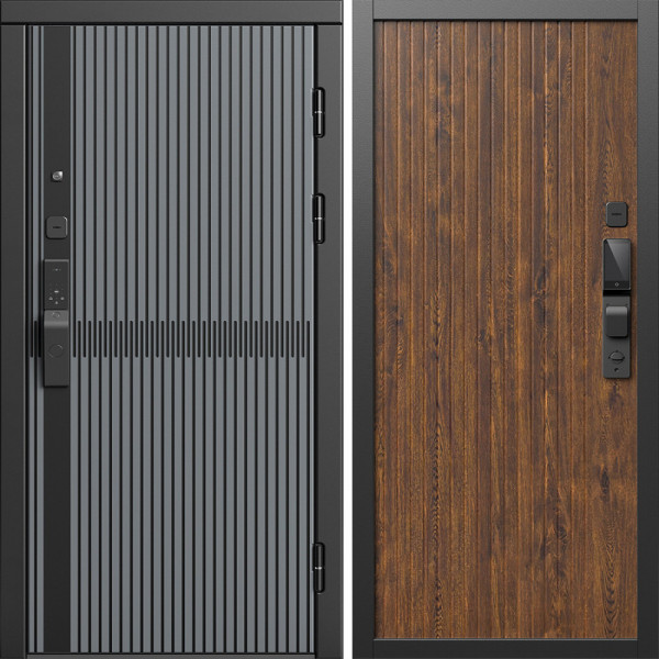 Входная дверь Termo-Door Смарт Граунд Серая Патина - Флэт Дуб