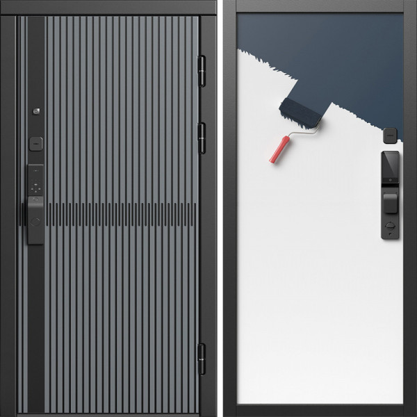 Входная дверь Termo-Door Смарт Граунд Серая Патина - Гладкая Панель Под Покраску (грунт)