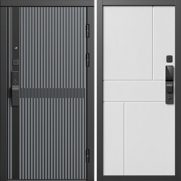 Входная дверь Termo-Door Смарт Граунд Серая Патина - Горизонт белый