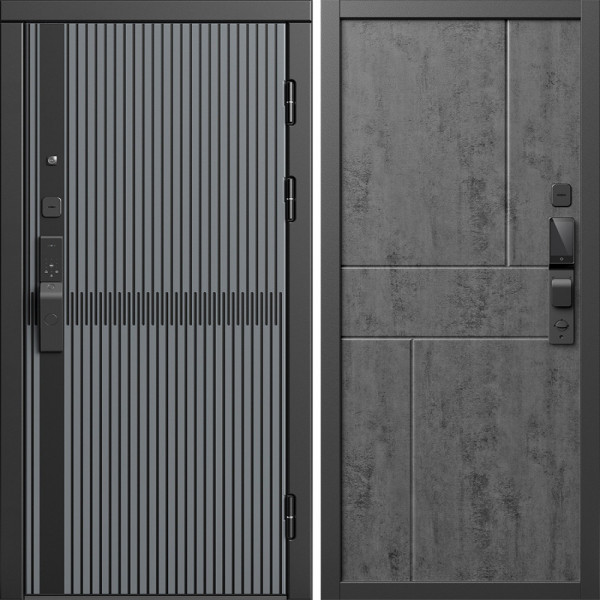 Входная дверь Termo-Door Смарт Граунд Серая Патина - Горизонт бетон темный