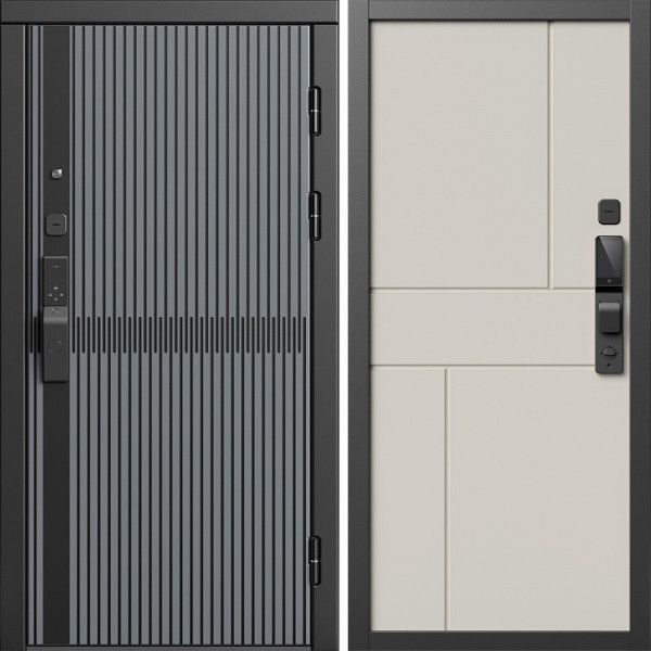Входная дверь Termo-Door Смарт Граунд Серая Патина - Горизонт Слоновая кость