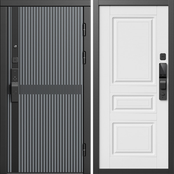 Входная дверь Termo-Door Смарт Граунд Серая Патина - Классика белый матовый
