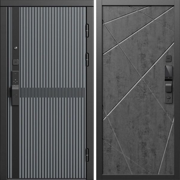 Входная дверь Termo-Door Смарт Граунд Серая Патина - Лучи бетон темный