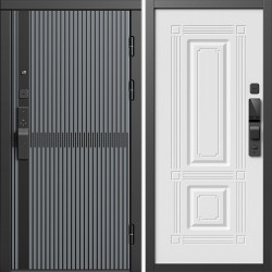 Входная дверь Termo-Door Смарт Граунд Серая Патина - Мадрид Белый софт