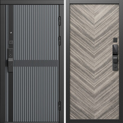 Входная дверь Termo-Door Смарт Граунд Серая Патина - Плаза Елочка Серая