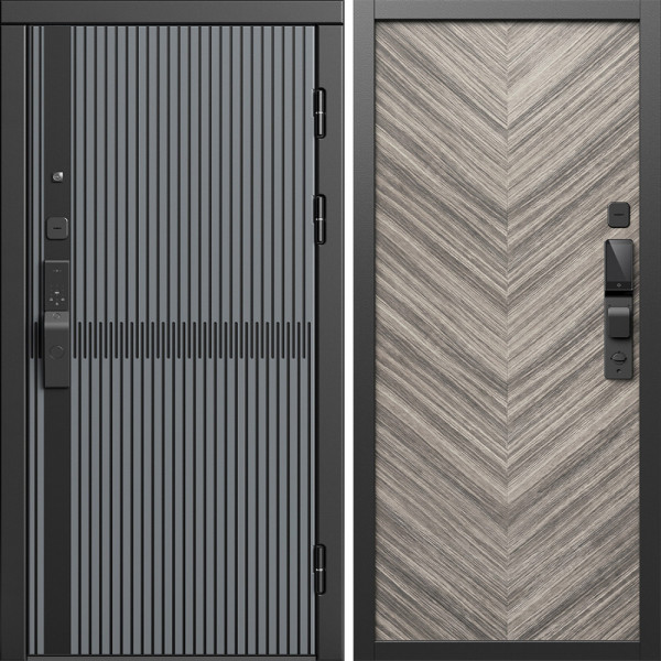Входная дверь Termo-Door Смарт Граунд Серая Патина - Плаза Елочка Серая