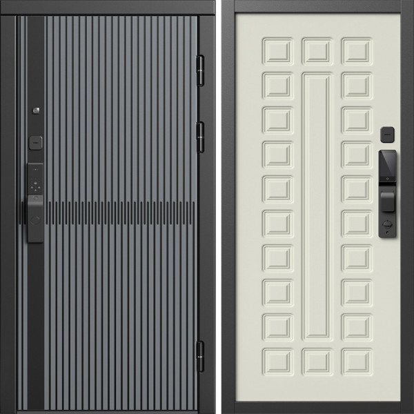Входная дверь Termo-Door Смарт Граунд Серая Патина - Престиж бежевый матовый