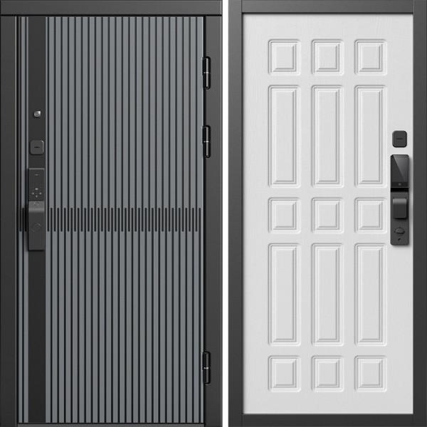 Входная дверь Termo-Door Смарт Граунд Серая Патина - Спарта белое дерево