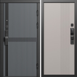 Входная дверь Termo-Door Смарт Граунд Серая Патина - Страйп Капучино