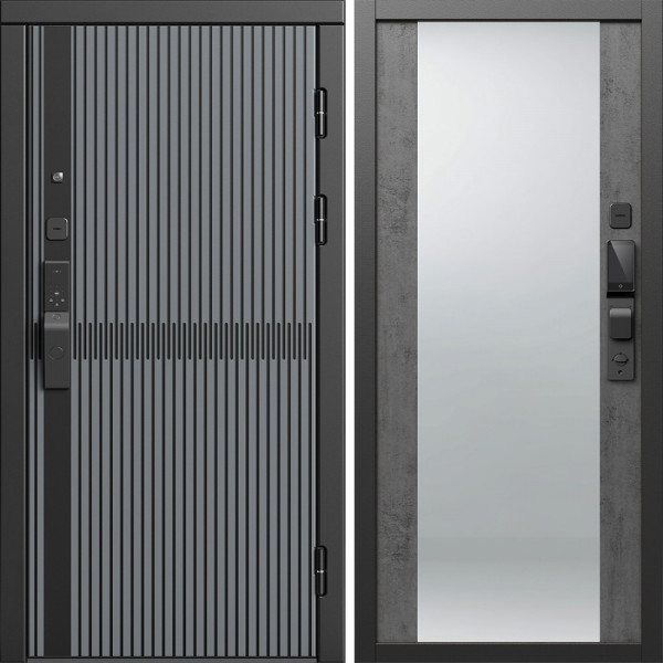 Входная дверь Termo-Door Смарт Граунд Серая Патина - Зеркало бетон темный