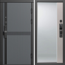 Входная дверь Termo-Door Смарт Граунд Серая Патина - Зеркало Фацет Капучино
