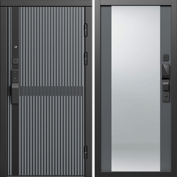 Входная дверь Termo-Door Смарт Граунд Серая Патина - Зеркало Grey Софт