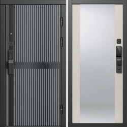 Входная дверь Termo-Door Смарт Граунд Серая Патина - Зеркало лиственница