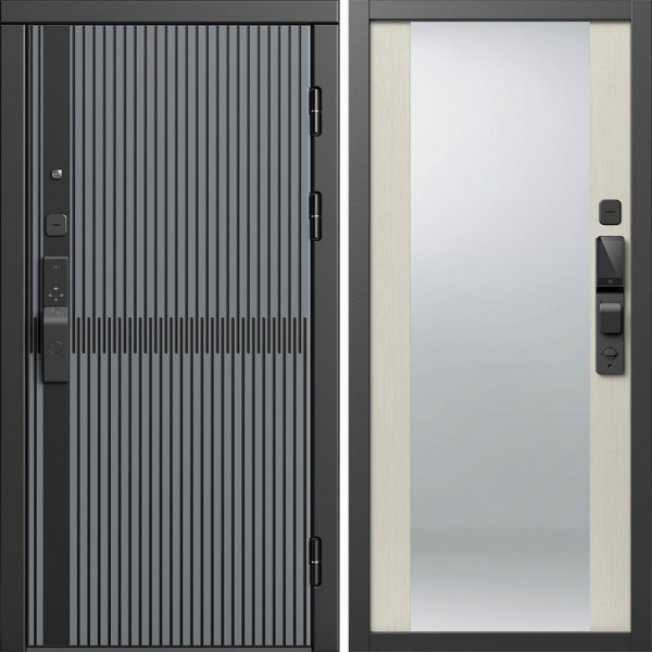 Входная дверь Termo-Door Смарт Граунд Серая Патина - Зеркало лиственница