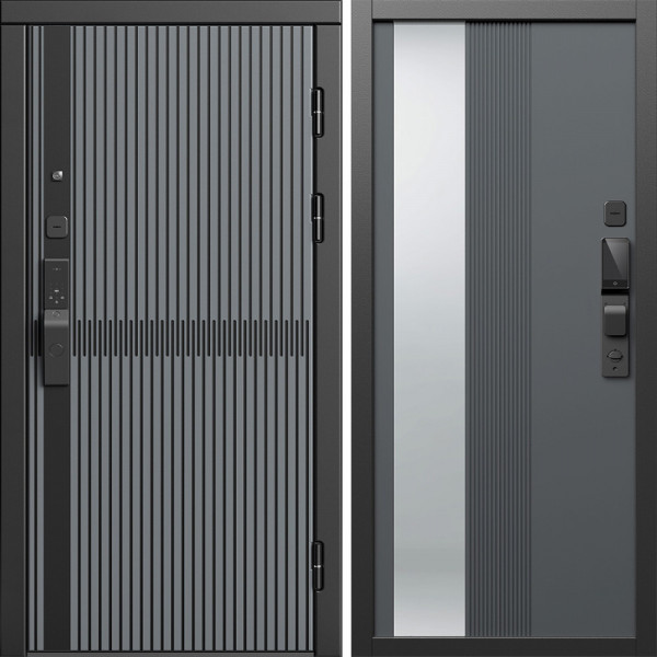 Входная дверь Termo-Door Смарт Граунд Серая Патина - Зеркало Люмис Грей Софт