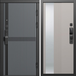 Входная дверь Termo-Door Смарт Граунд Серая Патина - Зеркало Люмис Капучино