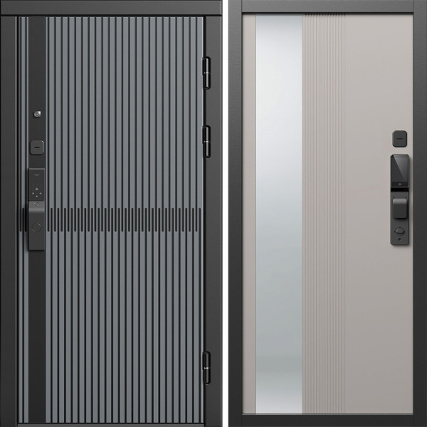 Входная дверь Termo-Door Смарт Граунд Серая Патина - Зеркало Люмис Капучино