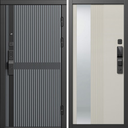 Входная дверь Termo-Door Смарт Граунд Серая Патина - Зеркало Люмис Соновая Кость
