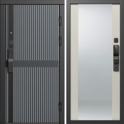Входная дверь Termo-Door Смарт Граунд Серая Патина - Зеркало Слоновая кость