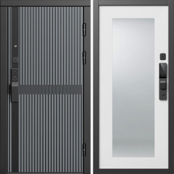 Входная дверь Termo-Door Смарт Граунд Серая Патина - Зеркало Триумф Белый софт