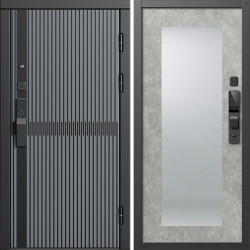 Входная дверь Termo-Door Смарт Граунд Серая Патина - Зеркало Триумф бетон светлый