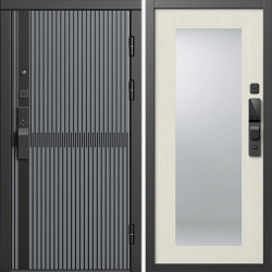 Входная дверь Termo-Door Смарт Граунд Серая Патина - Зеркало Триумф лиственница
