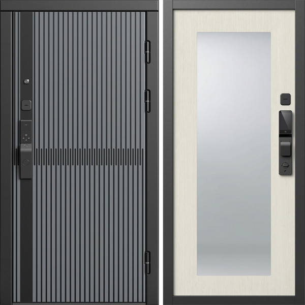 Входная дверь Termo-Door Смарт Граунд Серая Патина - Зеркало Триумф лиственница
