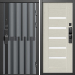 Входная дверь Termo-Door Смарт Граунд Серая Патина - Зеркало Триумф Царга лиственница 4500 / 5500