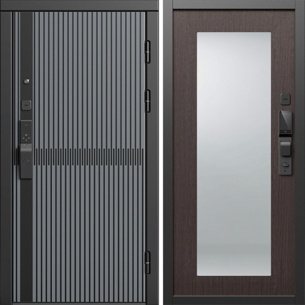 Входная дверь Termo-Door Смарт Граунд Серая Патина - Зеркало Триумф венге