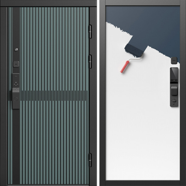 Входная дверь Termo-Door Смарт Граунд Велютто Верде - Гладкая Панель Под Покраску (грунт)