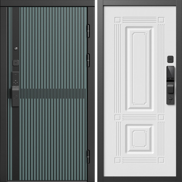 Входная дверь Termo-Door Смарт Граунд Велютто Верде - Мадрид Белый софт