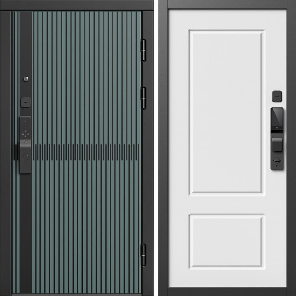 Входная дверь Termo-Door Смарт Граунд Велютто Верде - Марсель Белый софт