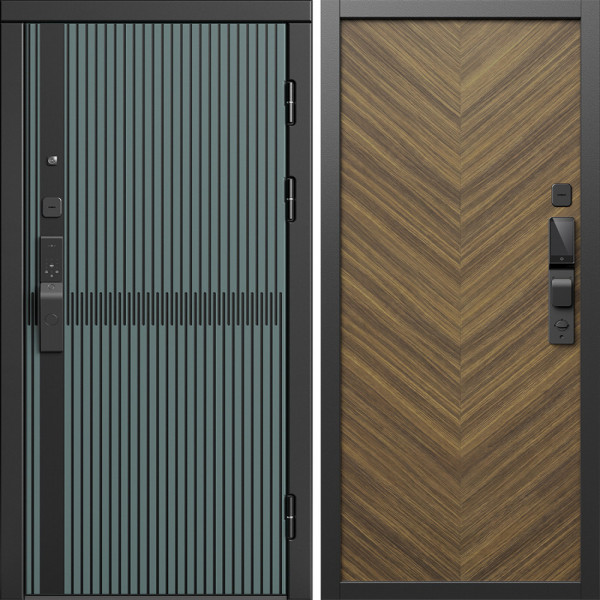 Входная дверь Termo-Door Смарт Граунд Велютто Верде - Плаза Елочка Орех