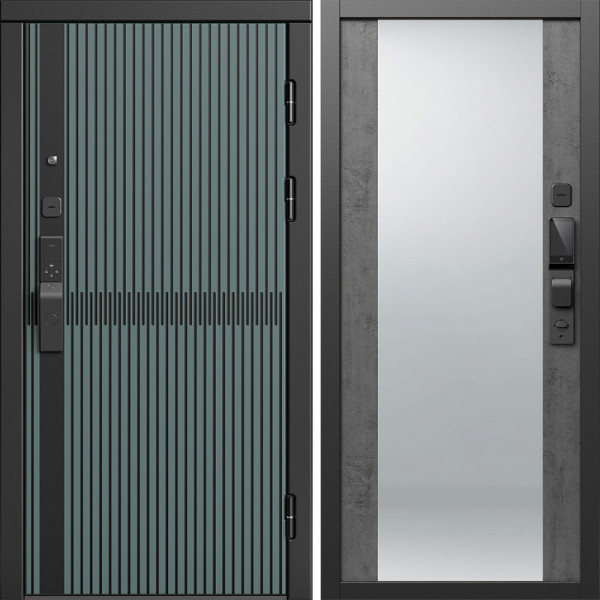 Входная дверь Termo-Door Смарт Граунд Велютто Верде - Зеркало бетон темный