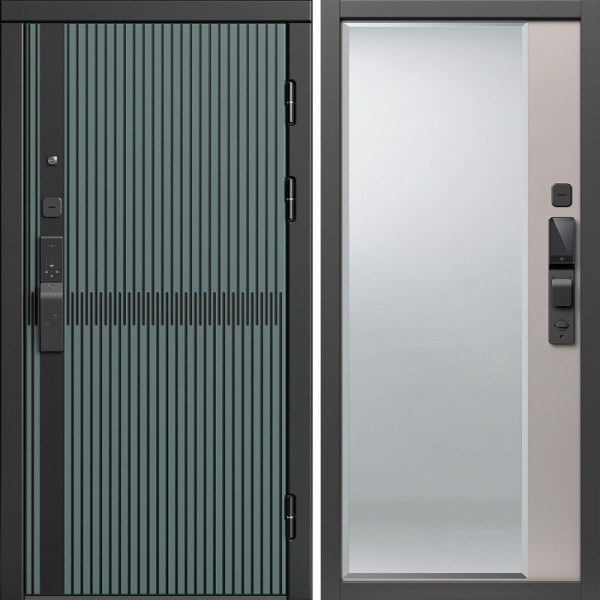 Входная дверь Termo-Door Смарт Граунд Велютто Верде - Зеркало Фацет Капучино