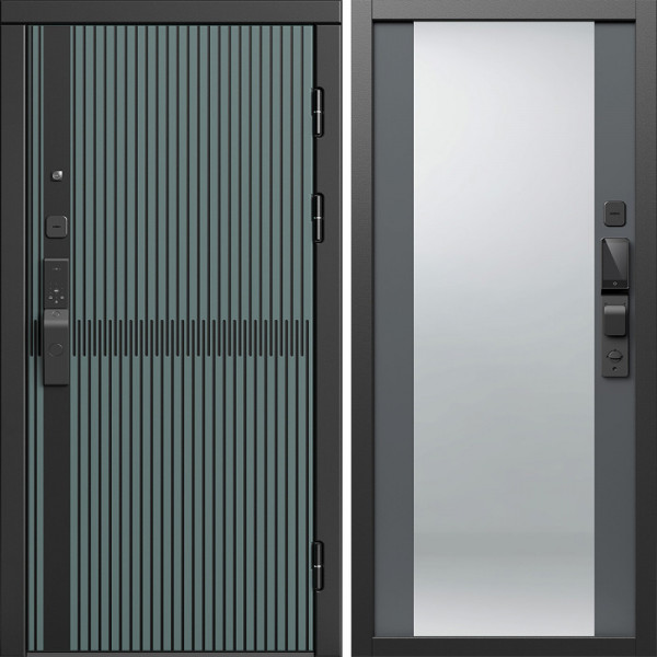 Входная дверь Termo-Door Смарт Граунд Велютто Верде - Зеркало Grey Софт