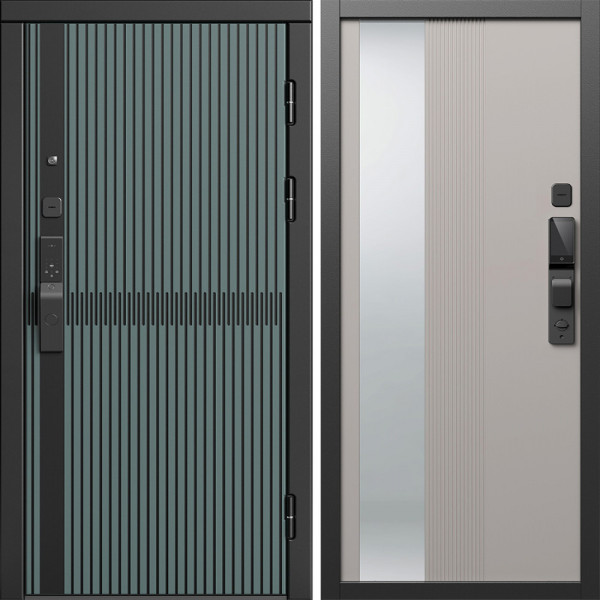 Входная дверь Termo-Door Смарт Граунд Велютто Верде - Зеркало Люмис Капучино