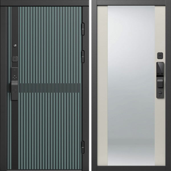 Входная дверь Termo-Door Смарт Граунд Велютто Верде - Зеркало Слоновая кость