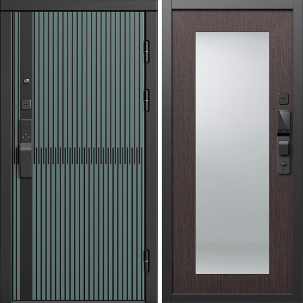 Входная дверь Termo-Door Смарт Граунд Велютто Верде - Зеркало Триумф венге