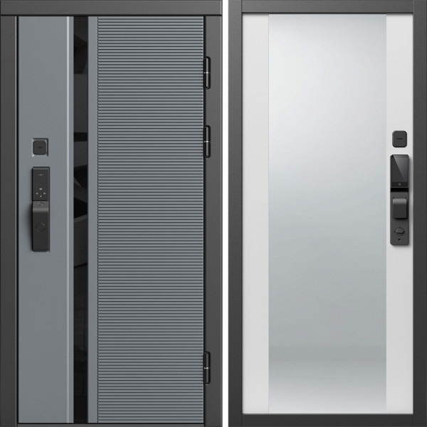 Входная дверь Termo-Door Смарт Каскад - Зеркало белый софт