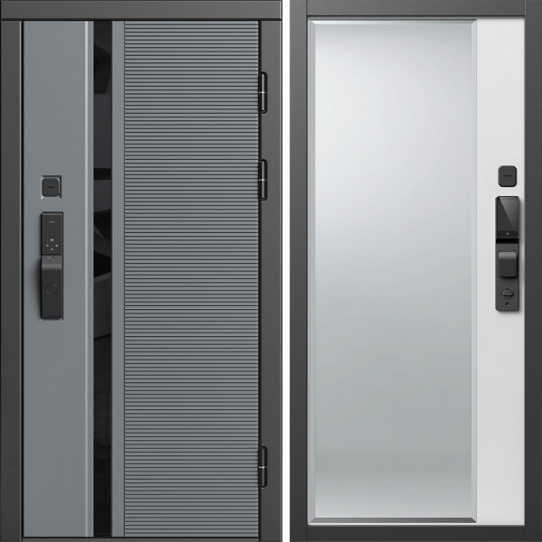 Входная дверь Termo-Door Смарт Каскад - Зеркало Фацет Белый софт