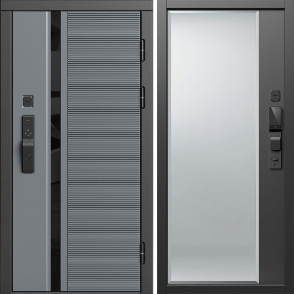 Входная дверь Termo-Door Смарт Каскад - Зеркало Фацет Черный кварц